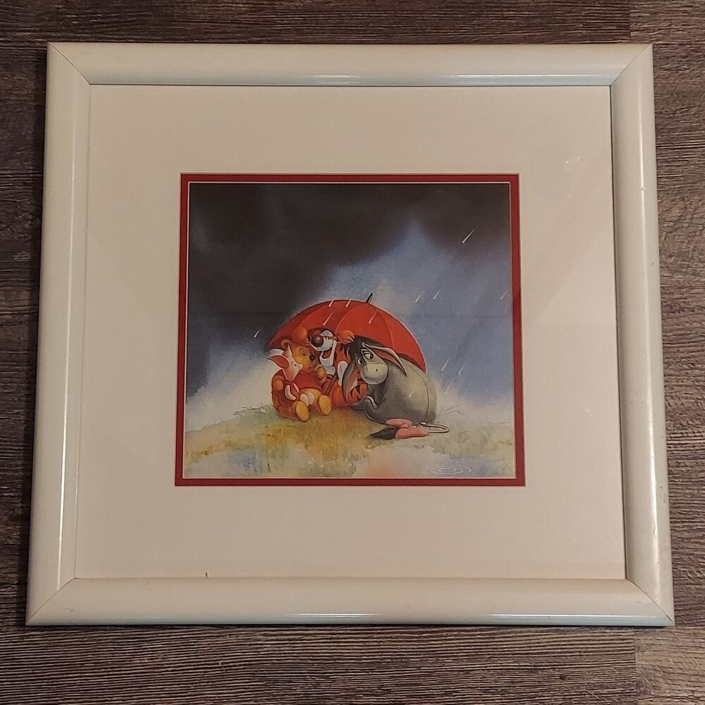 Marlin Art Disney Winnie The Pooh In Spring Lithograph Matted in 17" x 18" Frame